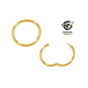1 Pair Gold Plated Sterling Silver Hinged Hoop Polished Faceted Sleeper Earrings Nose Ring Nickel Free Handmade in Australia 8mm - 14mm