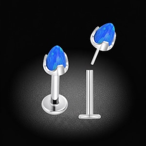 2pcs Titanium 16G Threadless Gem Monroe Labret Flat Back Stud Earrings Body Piercing Jewellery