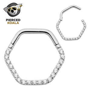 2Pcs Titanium 8mm 10mm Hexagonal Hinged Hoop Segment Ring Helix Tragus Septum Clicker Nose Earrings Unisex Body Piercing Jewellery