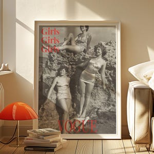 Vogue Poster, Vintage Woman Poster, 60s, 70s Magazine Wall Art, Old Fashion Poster, Retro Advertisement Poster, Digital Print