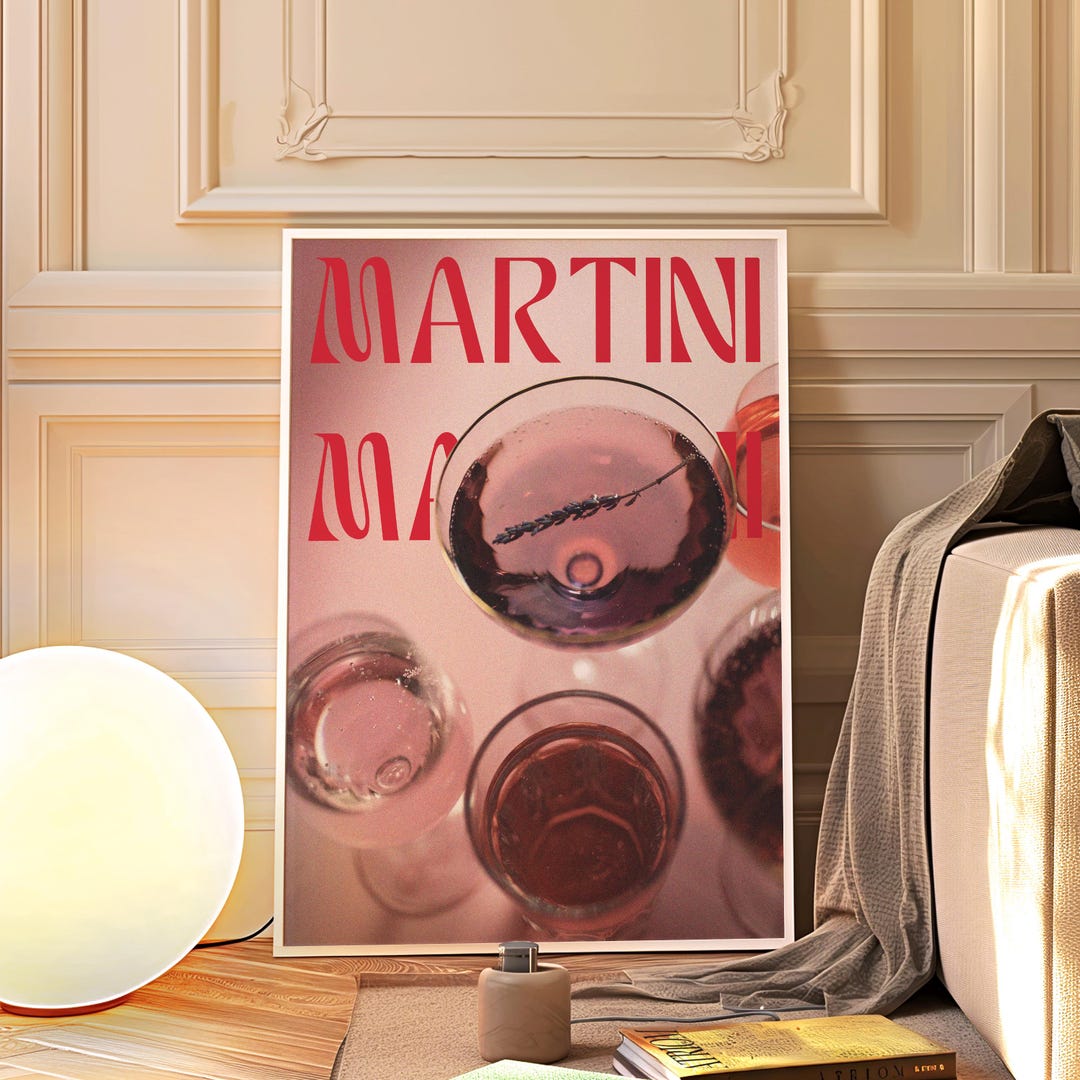 Vintage Martini Print, Retro Cocktail Poster, Alcohol Poster for ...