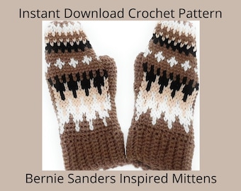 Cómo tejer mitones inspirados en Bernie Sanders para el Día de la Inauguración - Patrón de crochet - Descarga digital