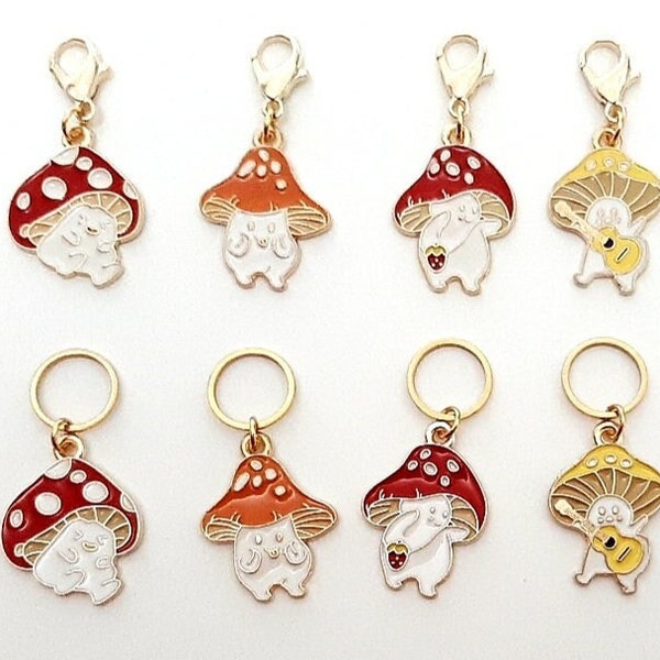 Stitch Markers Mushroom Characters for Crochet and Knitting | Set of 4 | Detachable Place Marker | Yarn Gifts Accessories