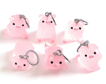 Stitch Markers 6pc Posing 3D Pigs for Crochet and Knitting Detachable Place Marker Progress Keeper Yarn Gifts Accessories Notions