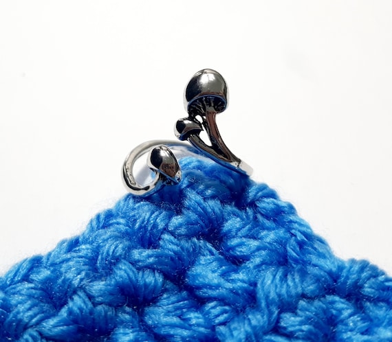 Silver Yarn Ring Mushrooms Adjustable Size Crochet Ring Beginner