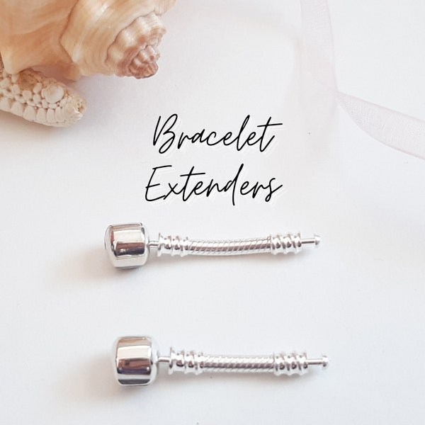 European Bracelet Pandora Extender Chain and Clasp | 925 Sterling Silver | Lengthen a Snake Chain Beaded Bracelet | Barrel and Torpedo Clasp