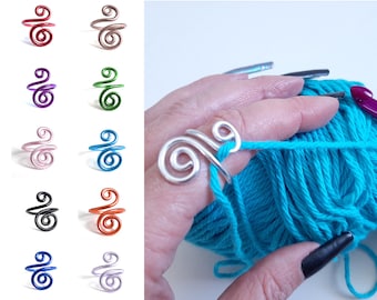 Handmade Crochet Tension Ring: Adjustable Aluminum Wire Yarn Guide Asymmetrical Swirl Design