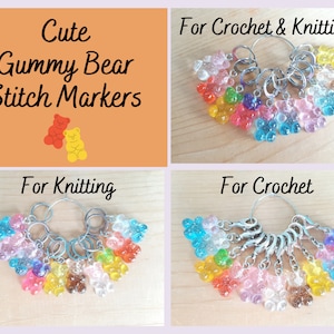 Stitch Markers Glitter Gummy Bears for Crochet and Knitting Set of 10 Detachable Place Marker Yarn Gifts Accessories Knitting Notions