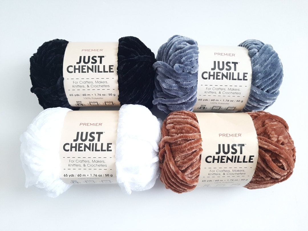 Premier Just Chenille Yarn 65yd, 1.76oz Soft Velvety Soft Chunky Bulky