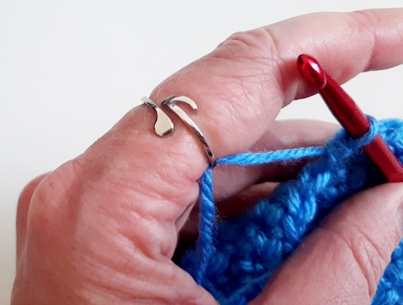 Yarn Ring Crochet Cat Kitty Ears Adjustable Size Tension Ring