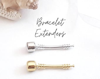 European Bracelet Extender Chain and Clasp | 925 Sterling Silver | Lengthen a Snake Chain Beaded Bracelet | Barrel and Torpedo Clasp