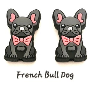 Protectores de punta de punto para cachorros, lindos tapones de puntada de animal, funda de silicona para agujas de tejer, accesorios, regalos para tejedores. French Bull Dog