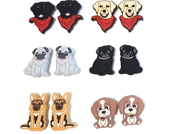 Puppy Dog Knitting Point Protectors Cute Animal Stitch Stopper Cap Silicone Bead Knit Needle Cover Accessories Notions Gifts for Knitter