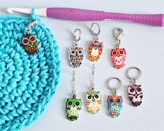 6 Colorful Owl Stitch Markers Set Knitting Crochet Enamel Charms Cute Animal No Snag Progress Keepers Locking Stitch Counter Place Marker