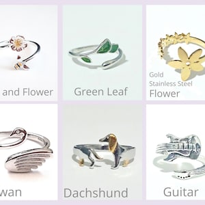 Silver Yarn Tension Ring Peacock, Swan, Music Note, Cat Style-Adjustable-Beginner Knitting Crocheting Gift-Crochet Tension Regulator Tool image 11
