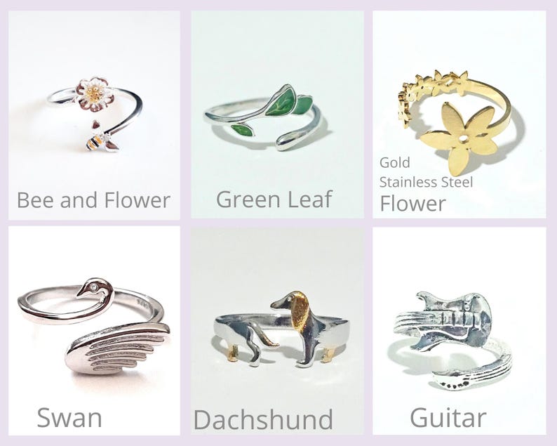 Silver Yarn Tension Ring Peacock, Swan, Music Note, Cat Style-Adjustable-Beginner Knitting Crocheting Gift-Crochet Tension Regulator Tool image 11