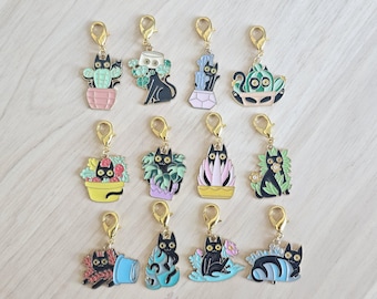 Black Cats in Plants Stitch Markers Set of 12 Cute Crochet and Knitting Accessories Yarn Markers for Projects Cat Lover Gift