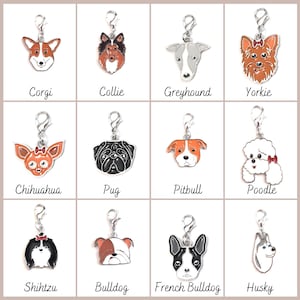 Dog Breeds Keychain Zipper Pull Stitch Marker Charm 49 Different Dog Types Dog Key Ring Dog Breed Clip on Charm