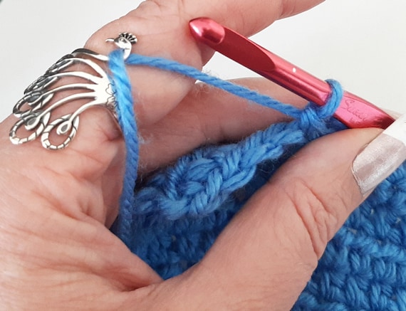 Sterling Silver Yarn Ring Fancy Peacock Adjustable Size Crochet