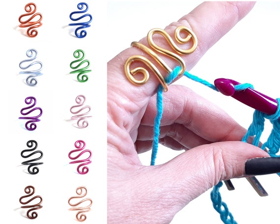 Ring Crochet Adjustable Crochet Tool Knitting Ring Tool for Finger