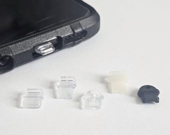 Dust Plug for USB-C, iPhone iOS & Micro USB – Protective Port Cover with Loop for Clip-On Charms Bulk Dust Plugs for Charms