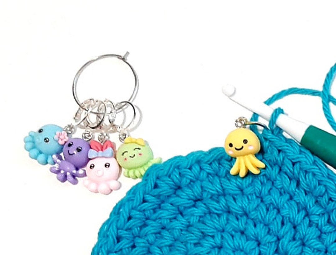 Octopus Stackable Markers Stitch Markers Octopus Jellyfish Characters for Crochet and Knitting ...
