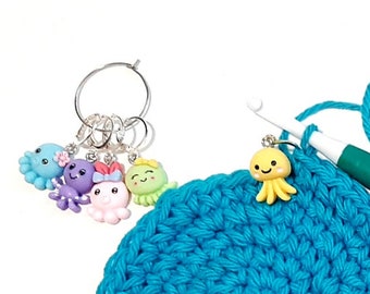 Stitch Markers Octopus Jellyfish Characters for Crochet and Knitting 5pc Set Detachable Place Marker Yarn Gifts Accessories Knitting Notions