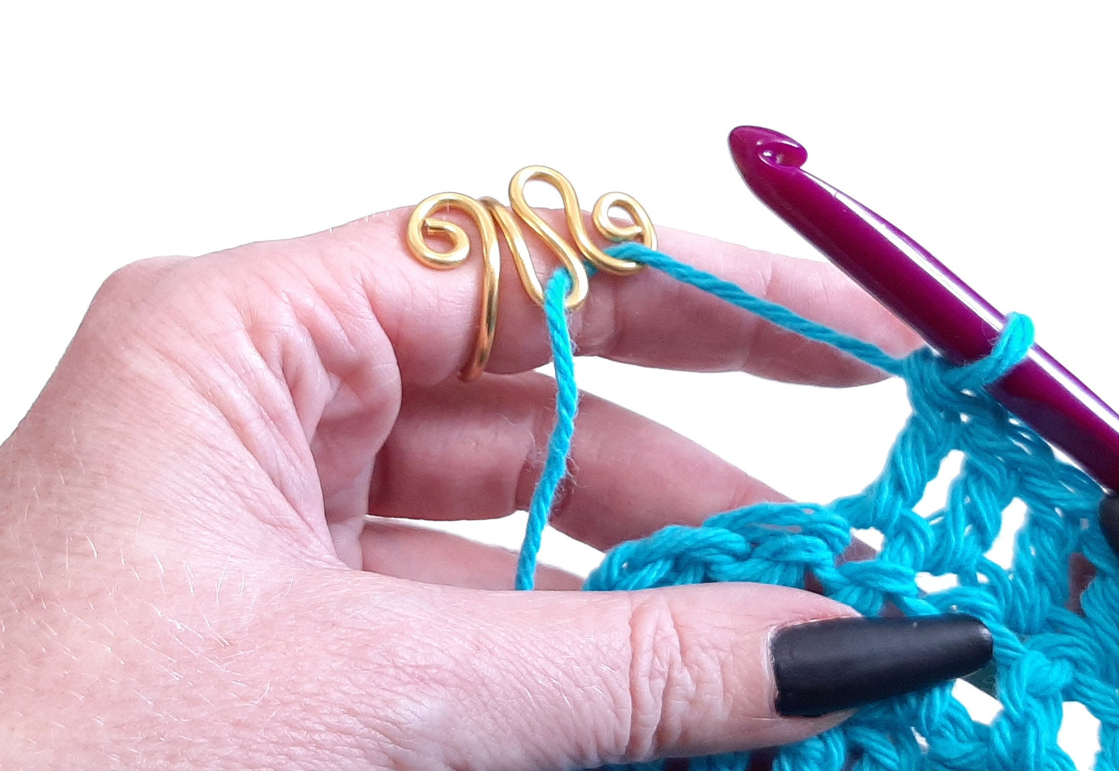 Handmade Zigzag Crochet Tension Ring Wire Wrapped Knitting or