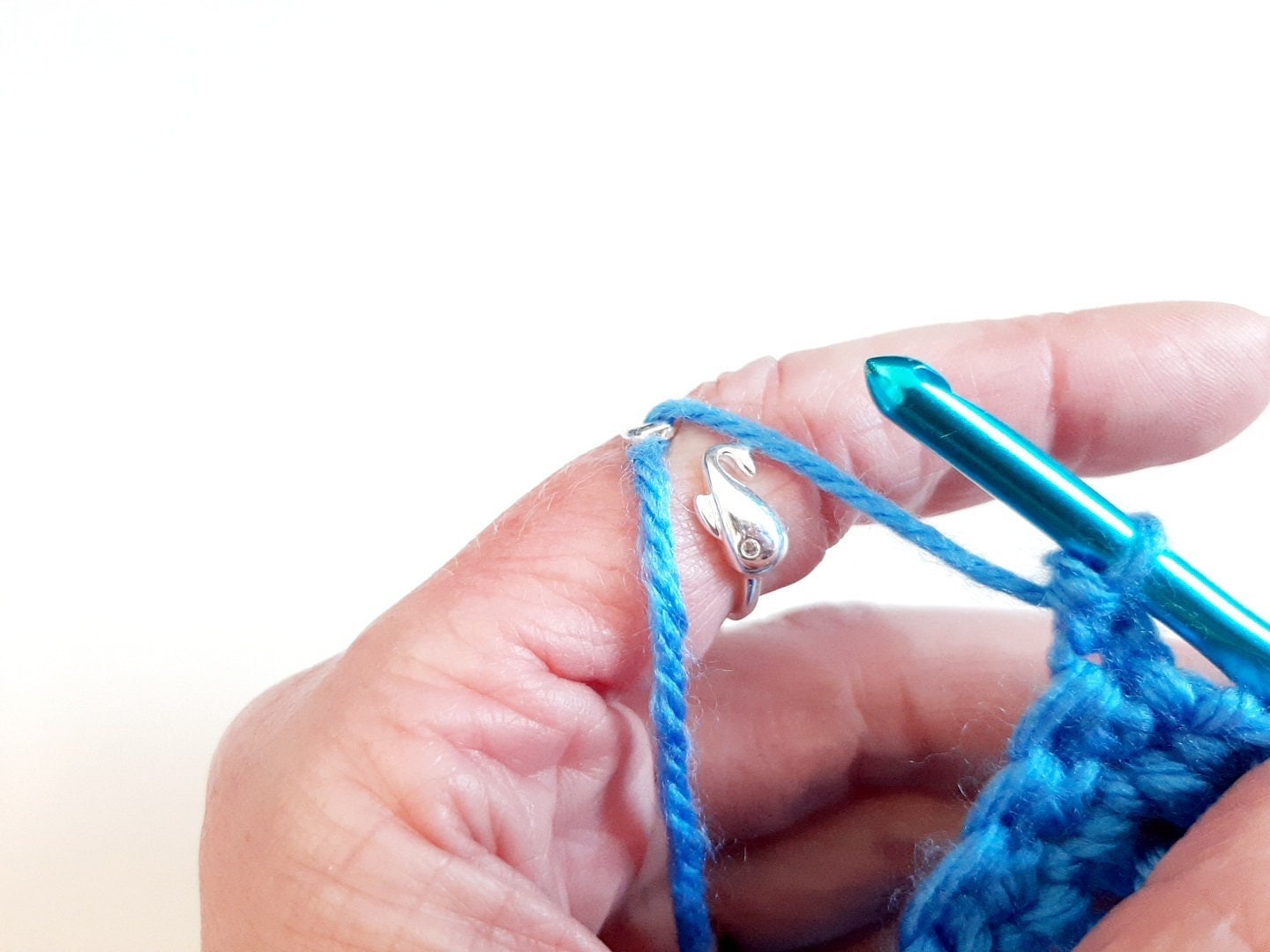 Double Yarn Guide Ring - Silver Crochet / Knitting Tension Ring