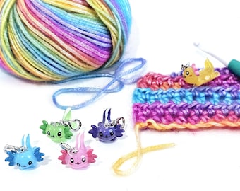Stitch Markers Axolotl Sea Creatures Crochet Knitting 3, 5, 7pc Set Detachable Place Marker Yarn Gifts Accessories Knitting Progress Keepers