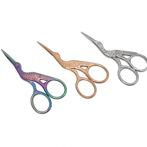 Sharp Yarn Scissors Designer Bird Shears Thread Trimmer Gold, Rose Gold, Silver, or Rainbow Crane Yarn Cutters