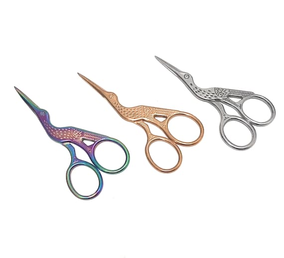 Sharp Yarn Scissors Designer Bird Shears Thread Trimmer Gold, Rose Gold, Silver, or Rainbow Crane Yarn Cutters