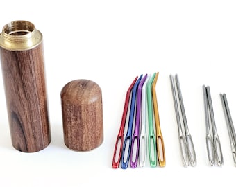 Wooden Storage Case 12 Metal Darning Needles Rainbow Bent Tapestry Needle Yarn Crochet Large Eye Sewing Needle Fabric Notions Knitting Gift