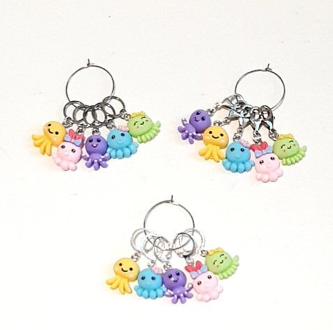 Octopus Stackable Markers Cute Stitch Markers Octopus Jellyfish Characters for Crochet and ...
