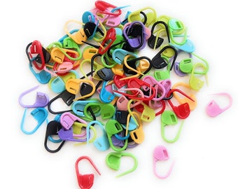 Stitch Markers Set of 10, 25, 50 Random Color Plastic  for Crochet or Knitting | Place Marker | Yarn Keeper Accessories | Locking Safety Pin