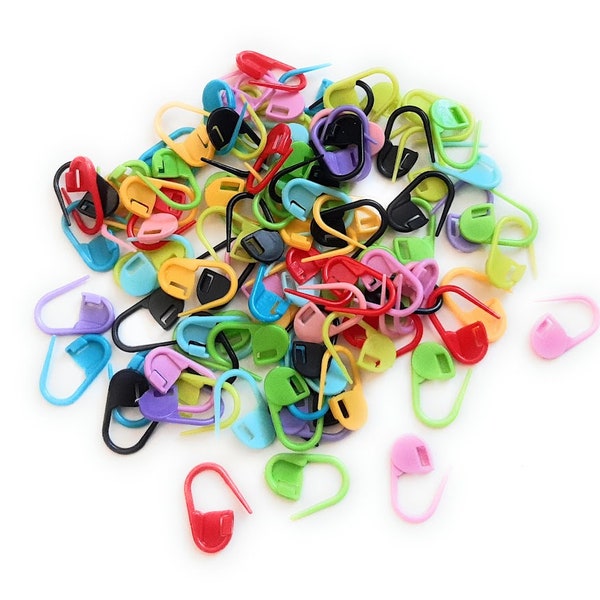 Stitch Markers Set of 10, 25, 50 Random Color Plastic  for Crochet or Knitting | Place Marker | Yarn Keeper Accessories | Locking Safety Pin