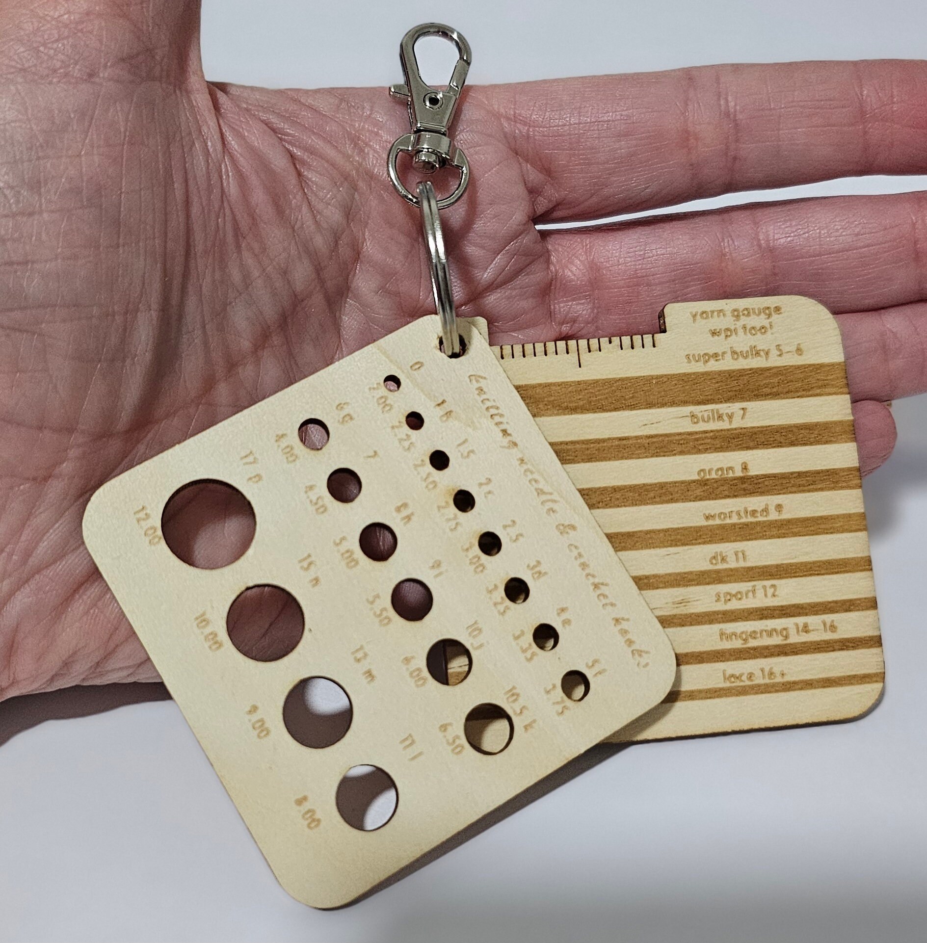 Key Chain Sizing Crochet Measurement Tool Keychain Measuring Stitch Gauge Crochet Hook ...