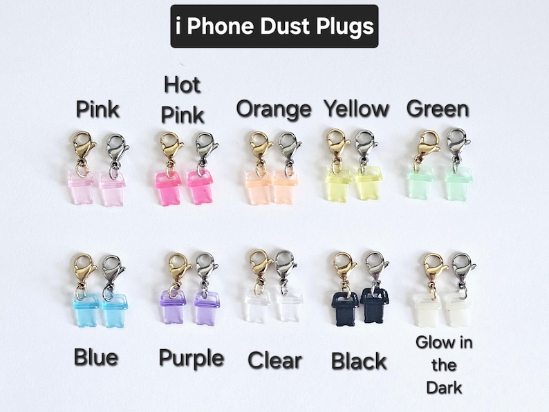 Dust Plug with Clip for USB-C, i Phone i OS & Micro USB Protective Port Cover Lobster Clasp Clip-On Your Own Charms Dust Plugs for Charms image 3