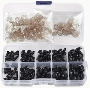 100pc Black Safety Eyes with Backs in Storage Case – Amigurumi, Plush Toys