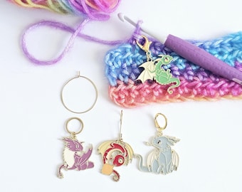 Dragon Stitch Markers Set of 4 Knitting Colorful Mythical Creature Crochet Stitch Marker Progress Keepers Stitch Counter Place Marker