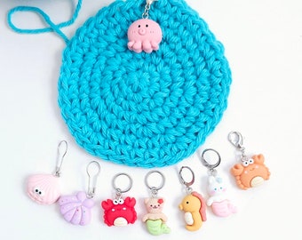 Sea Creature Stitch Markers Set of 8 Colorful Resin Octopus Mermaid Knitting Crochet Markers Progress Keepers Stitch Counter Place Marker