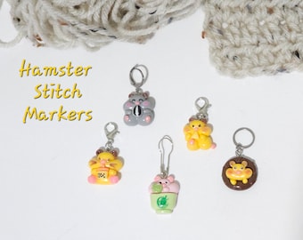 Cute Hamster Stitch Markers Set of 5 Colorful 3D Resin Knitting Crochet Stitch Markers Progress Keepers Stitch Counter Place Marker