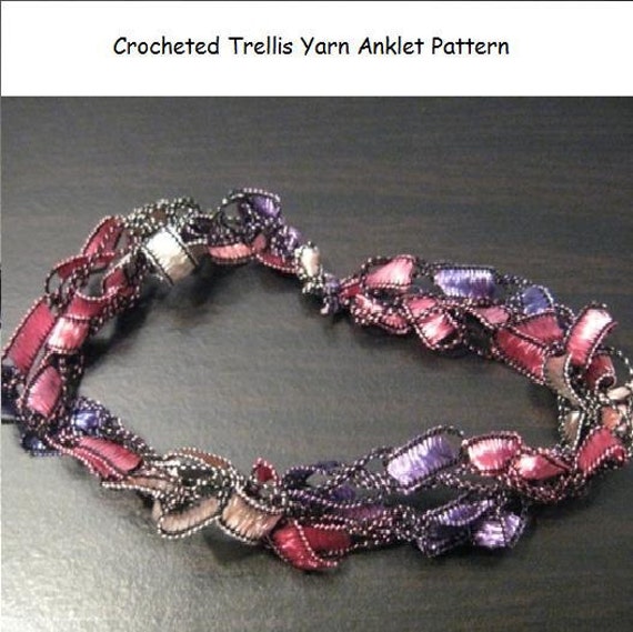Items similar to Crocheted Trellis Ladder Yarn Anklet PATTERN on Etsy