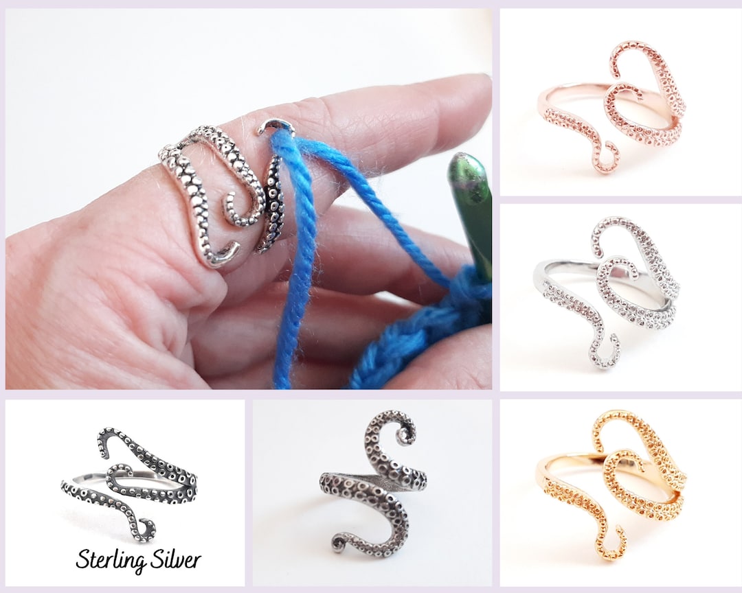 3pcs Knitting Crochet Ring for Finger Metal Open Yarn Guide Crochet Rings  Adjustable Crochet Tension Ring,for Crocheting Finger Crochet Ring