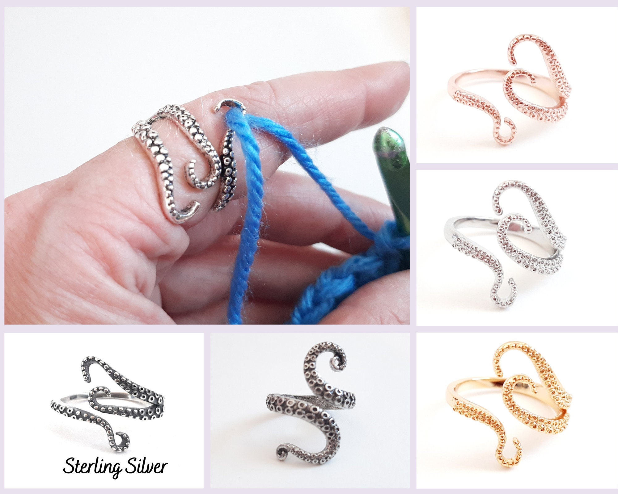 Silver Yarn Tension Ring Peacock, Swan, Music Note, Cat  Style-adjustable-beginner Knitting Crocheting Gift-crochet Tension  Regulator Tool 