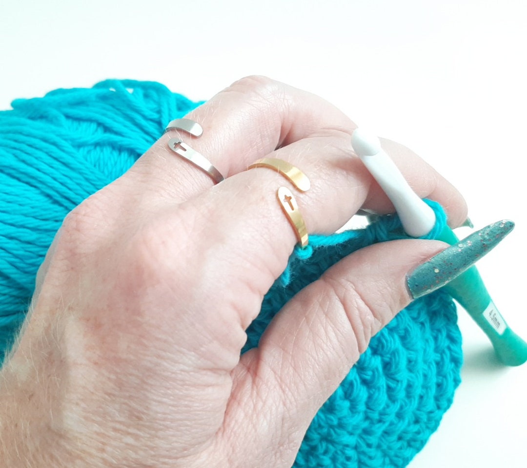 Yarn Tension Ring Christian Cross Cut Out Gold or Silver Etsy
