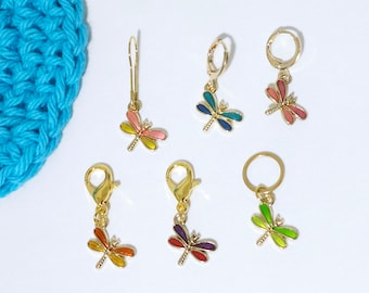 Dragonfly Stitch Markers Set of 6 Colorful Firefly Knitting Crochet Stitch Markers Progress Keepers Stitch Counter Place Marker