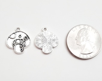 Mushroom Charms 1, 4, 20, 50 PC Toadstool Forest Fairy Shrooms Charms for Jewelry Making Antique Silver Zinc Alloy Pendants