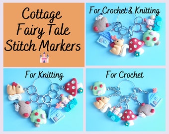 Stitch Markers Fairy Tale Cottage for Crochet and Knitting Set of 6 Detachable Place Marker Yarn Gifts Accessories Knitting Notions