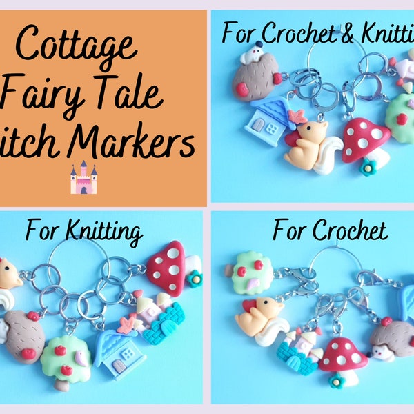 Stitch Markers Fairy Tale Cottage for Crochet and Knitting Set of 6 Detachable Place Marker Yarn Gifts Accessories Knitting Notions